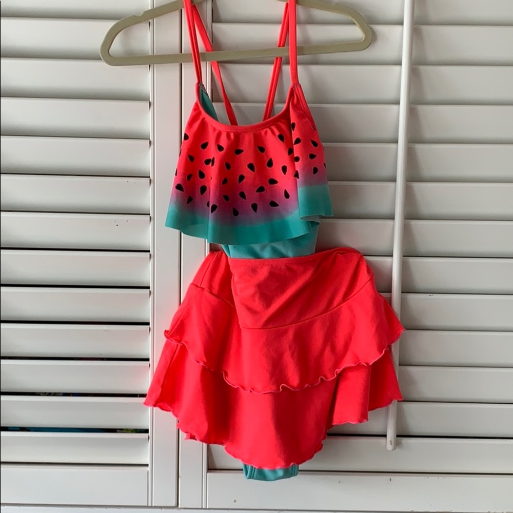 Kids watermelon bathing suit. One piece with skirt